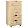 vidaXL Rolling Cabinet Brown 53 x 39 x 103 cm Solid Pine Wood