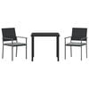 vidaXL Garden Dining Set 3 pcs Black Poly rattan