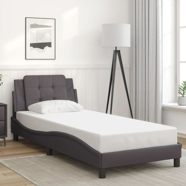 vidaXL Bed Frame without Mattress "Zadar" Grey 90x190 cm Single Faux Leather