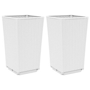 vidaXL Garden Planters 2 pcs White 32,5x32,5x57 cm PP