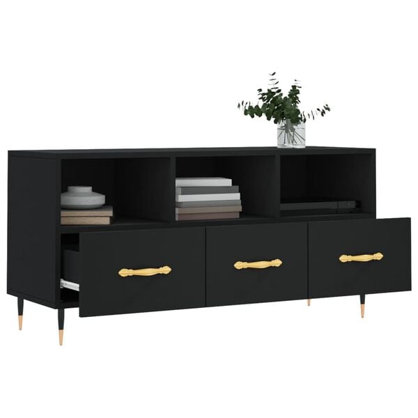 vidaXL TV Cabinet Black 102x36x50 cm Engineered Wood