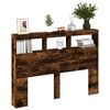 vidaXL Headboard Cabinet with LED Smoked Oak 140x17x102 cm