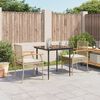 vidaXL 3 Piece Garden Dining Set with Cushions Beige Poly Rattan