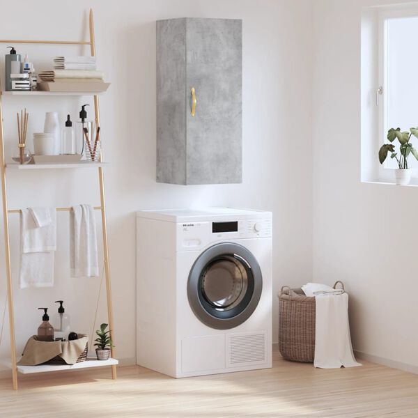 vidaXL Wall Mounted Cabinet Concrete Grey 34.5x34x90 cm