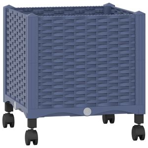 vidaXL Garden Planter with Wheels Blue Grey 40 x 40 x 48 cm PP