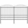 vidaXL Garden Fence with Spear Top Steel 337x200 cm Black
