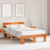 vidaXL Bed Frame with Headboard Wax Brown 135 x 190 cm Solid Pine Wood