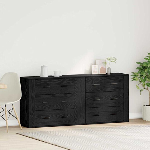vidaXL Sideboard Black Oak 160 x 33 x 70 cm Engineered Wood