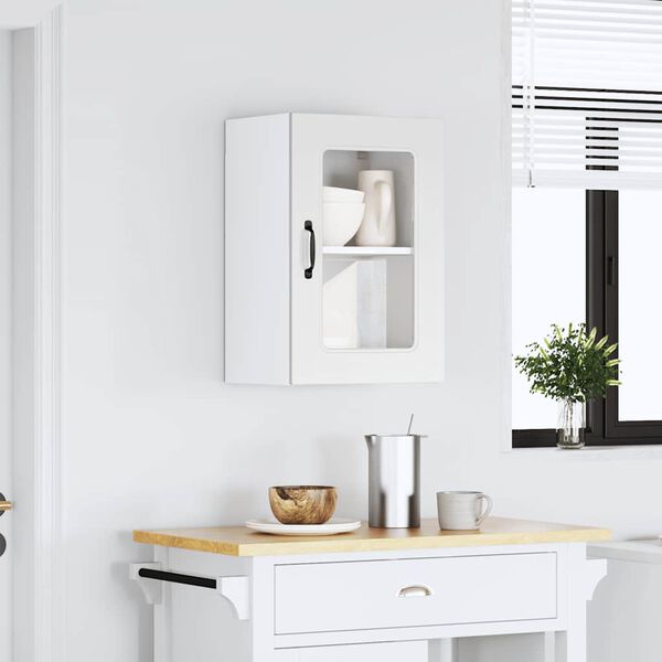 vidaXL Kitchen Wall Cabinet with Glass Door Kalmar White Engineered Wood