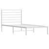 vidaXL Metal Bed Frame without Mattress with Headboard White 90x200cm