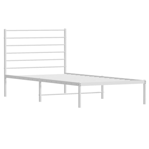 vidaXL Metal Bed Frame without Mattress with Headboard White 90x200cm