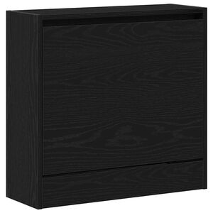 vidaXL Shoe Cabinet Black Oak 60 x 21 x 57 cm Engineered Wood