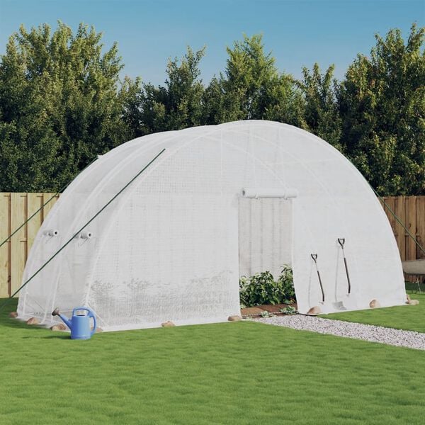 vidaXL Greenhouse with Steel Frame White 12 m&sup2; 6x2x2.85 m