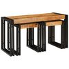 vidaXL Nesting Table 3 pcs Brown and Black Solid Mango Wood and Metal