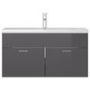 vidaXL Sink Cabinet with Built-in Basin High Gloss Grey Engineered Wood