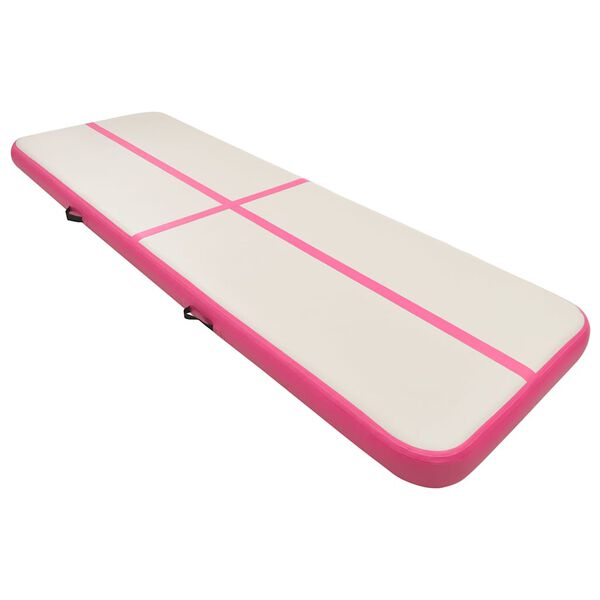 vidaXL Inflatable Gymnastics Mat with Pump 300x100x20 cm PVC Pink