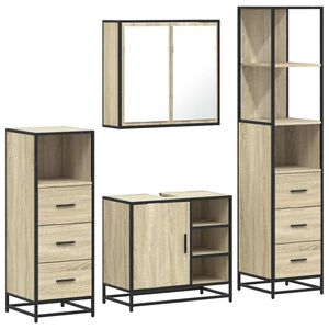 vidaXL 4&nbsp;Piece Bathroom Furniture Set&nbsp;Sonoma Oak Engineered Wood