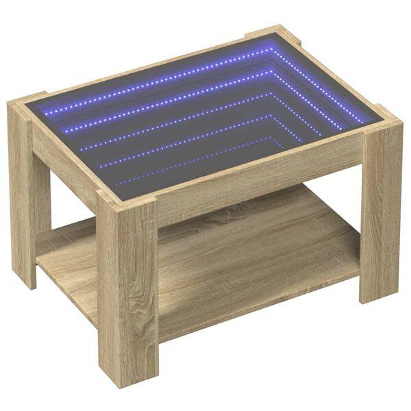 vidaXL Coffee Table with LED Sonoma Oak 73x53x45 cm Engineered Wood
