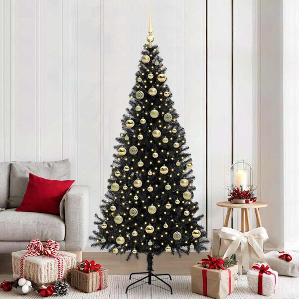vidaXL Christmas Tree with 300 LEDs with Stand Black 210 cm PVC