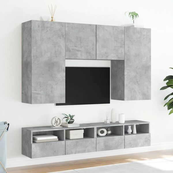 vidaXL TV Wall Cabinet Concrete Grey 100x30x30 cm Engineered Wood