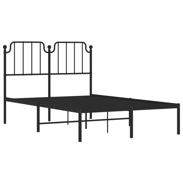 vidaXL Metal Bed Frame without Mattress with Headboard Black 120x200cm