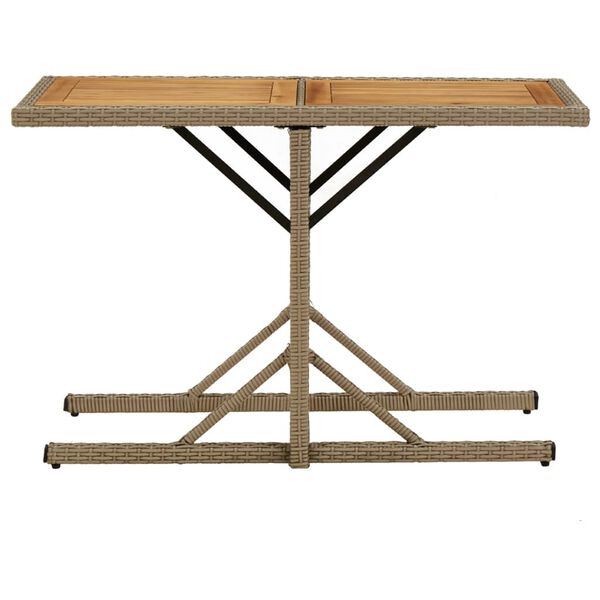vidaXL Garden Table Beige Solid Wood Acacia and Poly Rattan