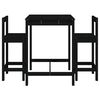 vidaXL 3 Piece Garden Bar Set Black Solid Wood Pine