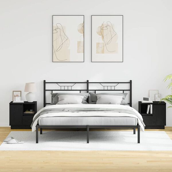 vidaXL Bedside Cabinet with Drawer 2 pcs Black Oak 50 x 34.5 x 50 cm