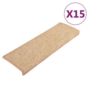vidaXL Stair Mats 15 pcs 65x21x4 cm Light Brown Rectangular Edge