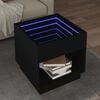 vidaXL Coffee Table with Infinity LED Black 50x50x50 cm