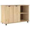 vidaXL Rolling Cabinet Brown 100 x 39 x 65.5 cm Solid Pine Wood