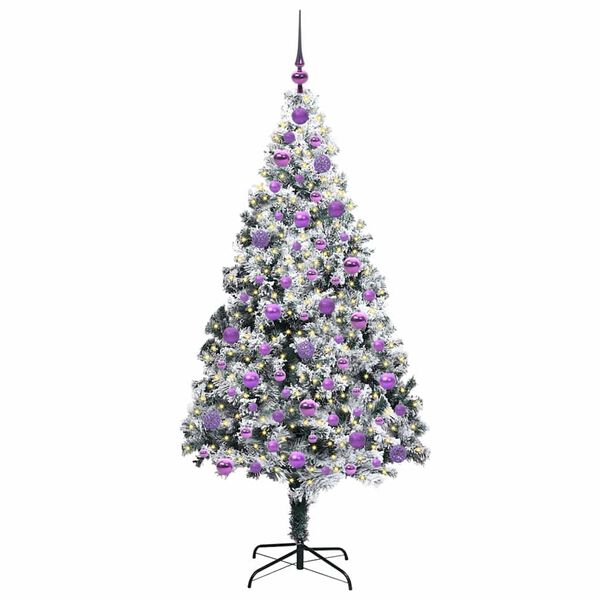vidaXL Artificial Christmas Tree with 300 LEDs with Stand White 180 cm