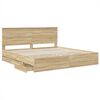 vidaXL Bed Frame with Drawer Sonoma Oak 200 x 200 cm Engineer Wood