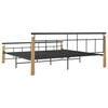 vidaXL Bed Frame without Mattress Metal and Solid Oak Wood 200x200 cm