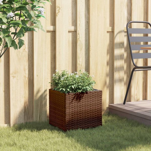 vidaXL Garden Planter Brown 36x30x32 cm Poly Rattan