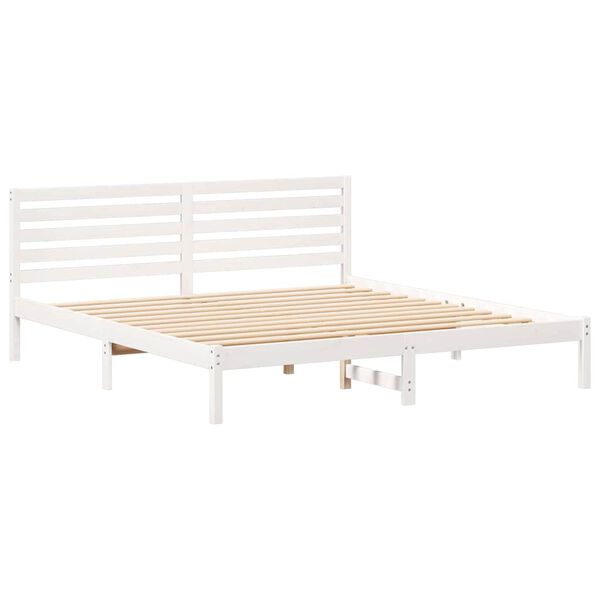 vidaXL Bed Frame with Headboard White 200 x 200 cm Solid Pine Wood