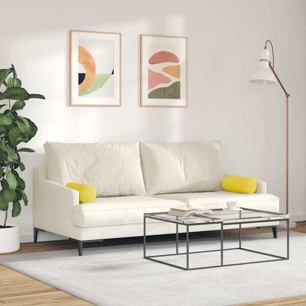 vidaXL Bolster Pillows 2 pcs Light Yellow &Oslash; 15 x 40 cm Fabric