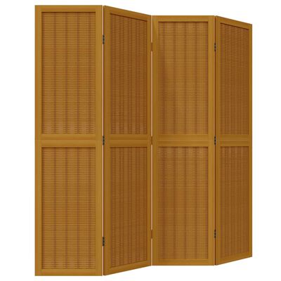 vidaXL Room Divider 4 Panels Brown Solid Wood Paulownia