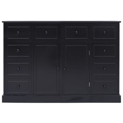 vidaXL Sideboard with 10 Drawers Black 113x30x79 cm Wood