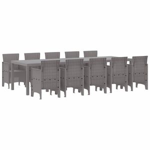 vidaXL Garden Dining Set 11 pcs Light grey Polypropylene