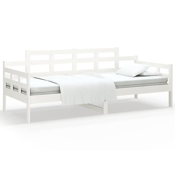 vidaXL Day Bed without Mattress White Solid Wood Pine 90x200 cm