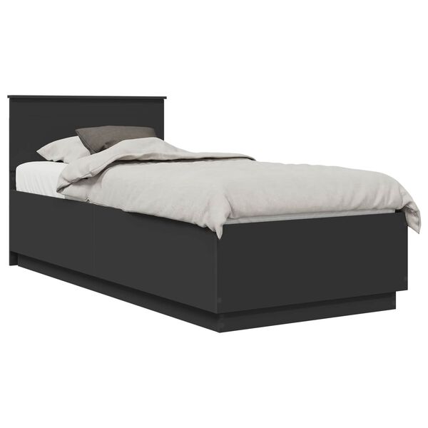 vidaXL Bed Frame with Headboard Black 70 x 190 cm Engineered Wood