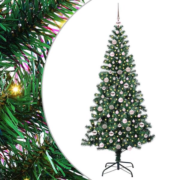 vidaXL Artificial Pre-lit Christmas Tree Green 210 cm PVC and Metal