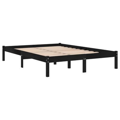 vidaXL Bed Frame Black Solid Wood 135x190 cm Double