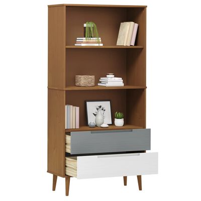 vidaXL Bookcase MOLDE Brown 85x35x170,5 cm Solid Wood Pine