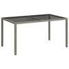 vidaXL Garden Table 150x90x75 cm Tempered Glass and Poly Rattan Grey
