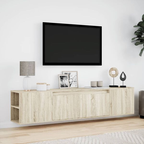 vidaXL TV Wall Cabinet with LED Sonoma Oak 180x31x39.5 cm