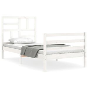 vidaXL Bed Frame without Mattress White Small Single Solid Wood
