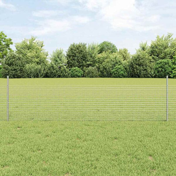 vidaXL Fence with Post Silver 0.5 x 50 m Steel
