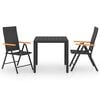 vidaXL 3 Piece Garden Dining Set Black and Brown